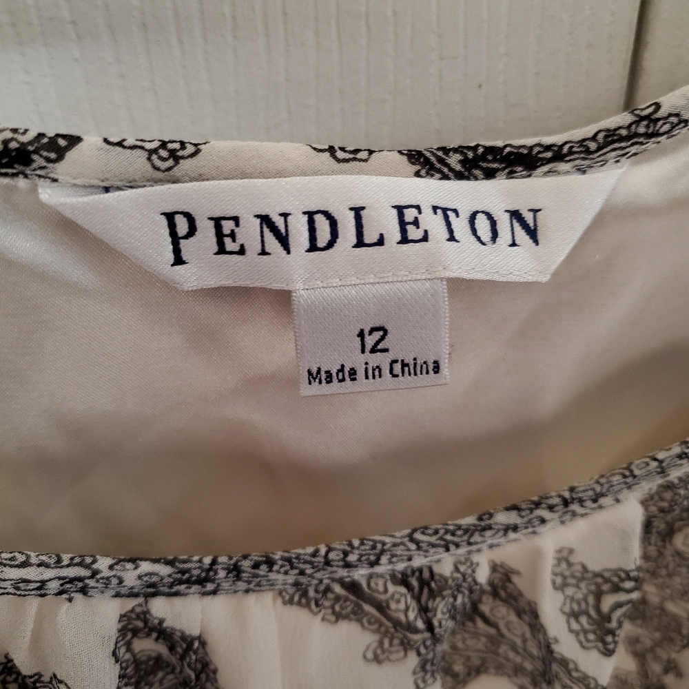 NWT Pendleton Black Beige Long Sleeve Shirt, 12 - Picture 3 of 6